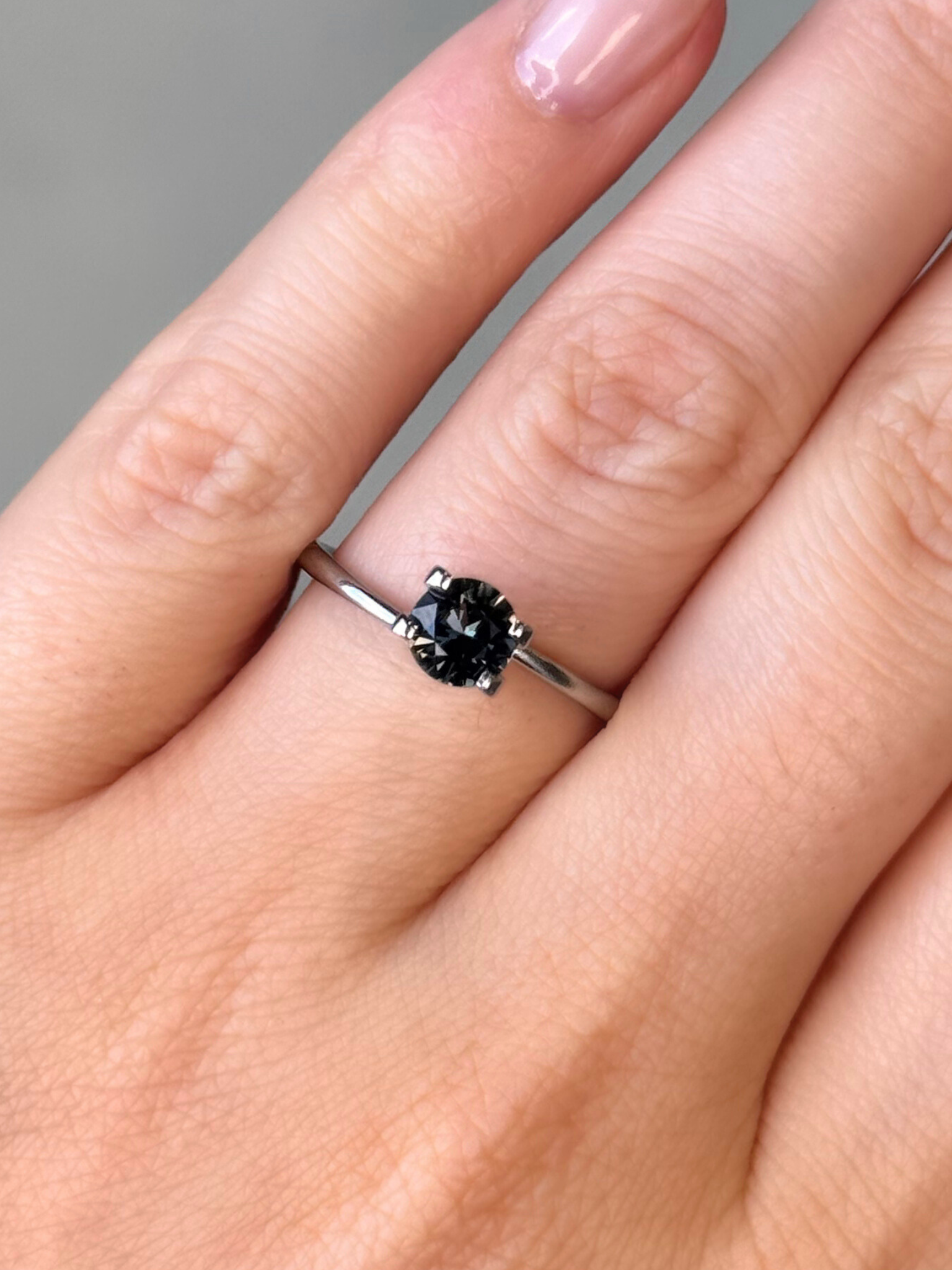 0.64ct Round Cut Grey Sapphire Adelaide sapphire engagement ring