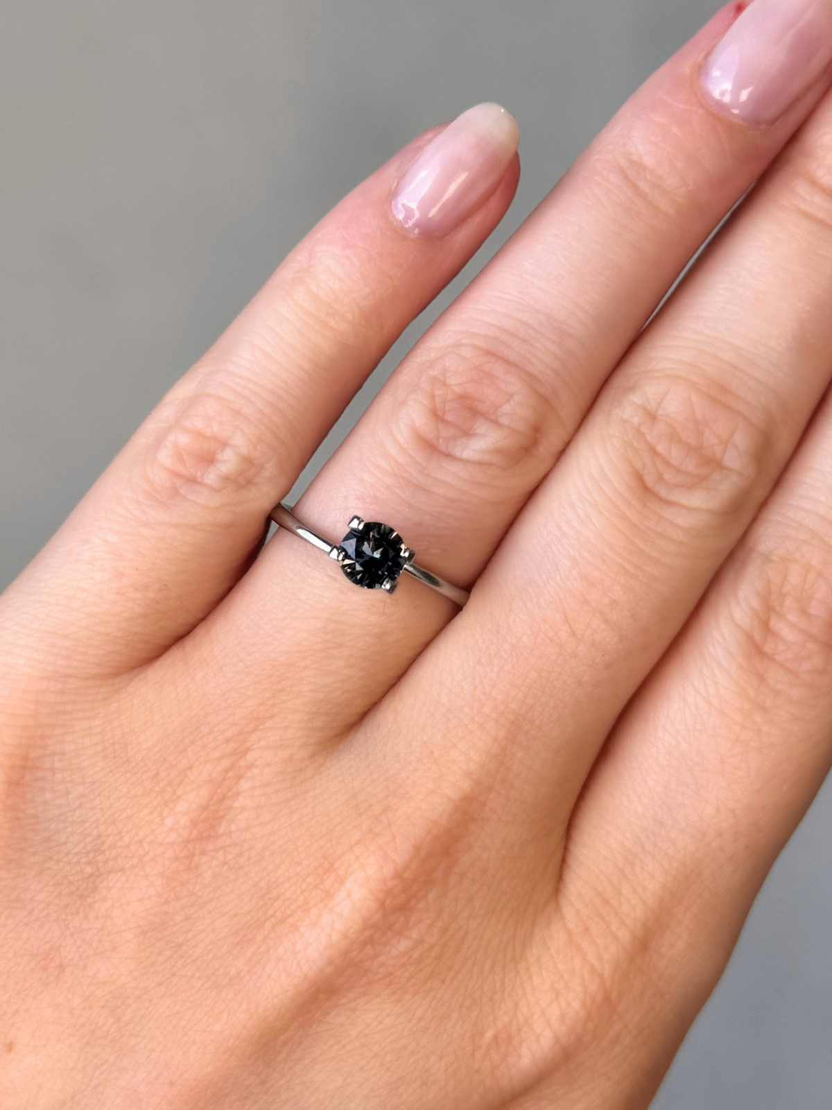 0.64ct Round Cut Grey Sapphire