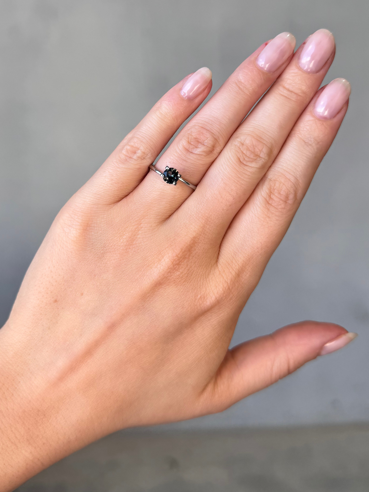 0.64ct Round Cut Grey Sapphire Adelaide sapphire engagement ring