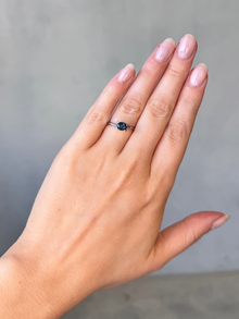1.01ct oval cut dark blue sapphire Adelaide sapphire engagement ring