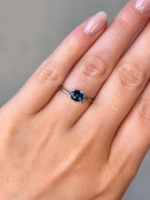 1.12ct oval cut deep blue teal sapphire Adelaide sapphire engagement ring