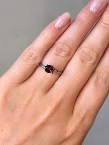 1.14ct oval cut red sapphire Adelaide sapphire engagement ring
