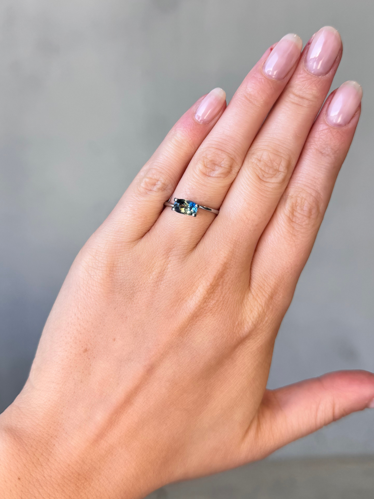 1.20ct Cushion Cut Parti Blue Sapphire adelaide sapphire engagement ring