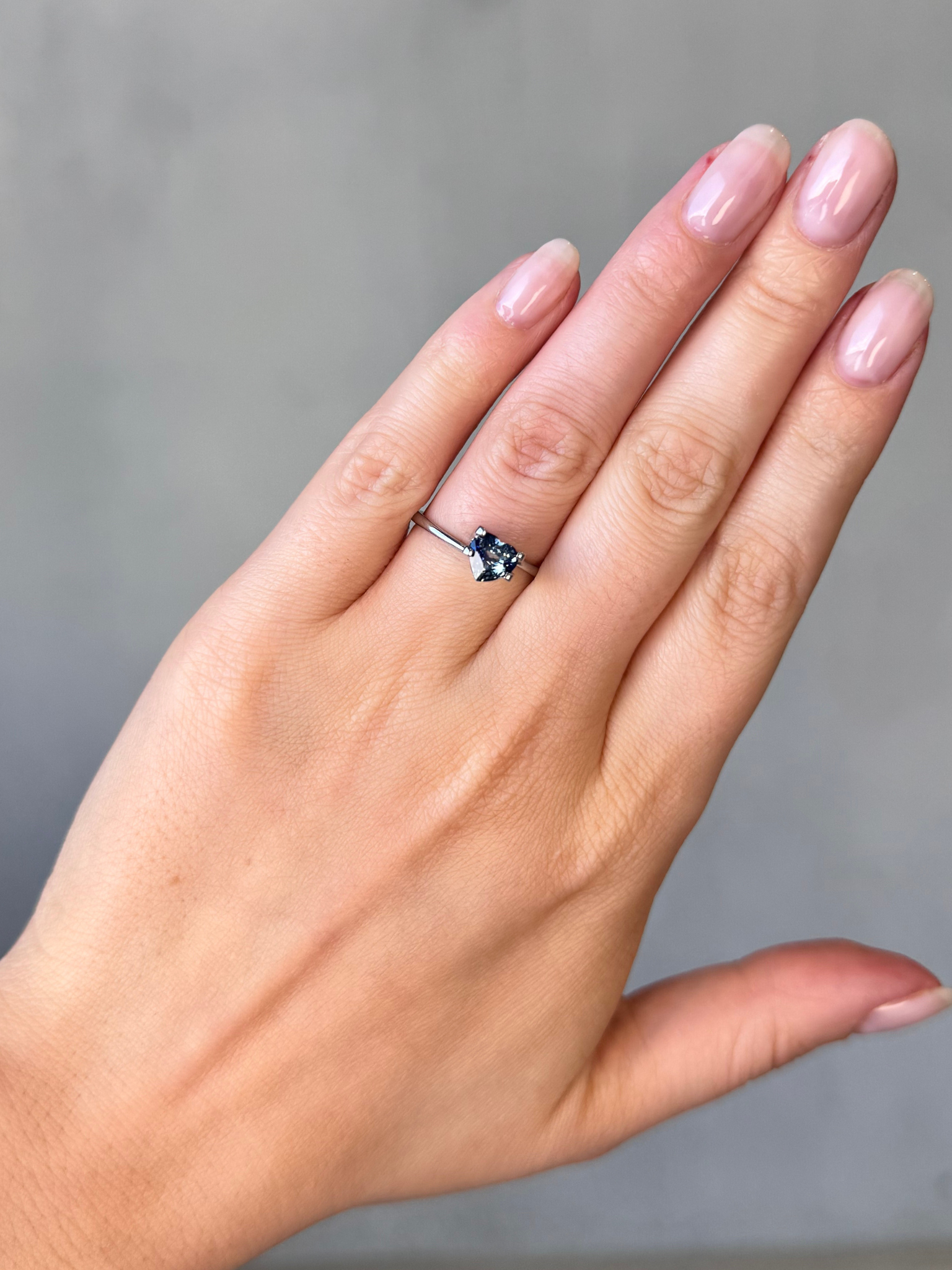 1.20ct heart cut parti blue sapphire Adelaide sapphire engagement ring