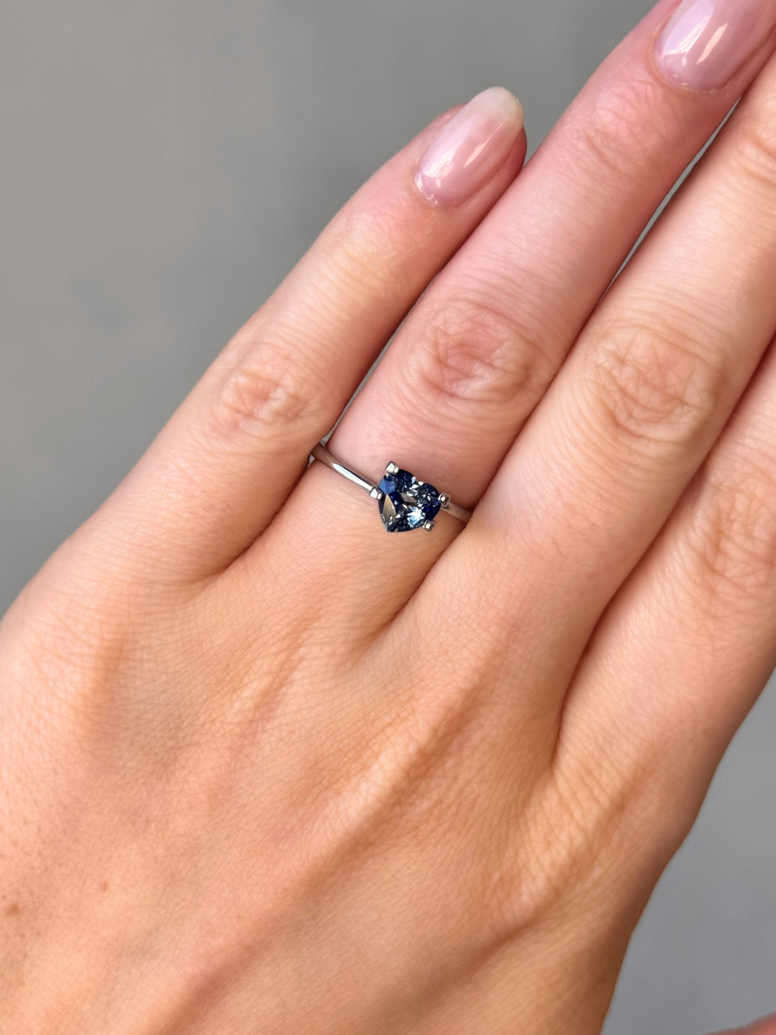 1.20ct heart cut parti blue sapphire Adelaide sapphire engagement ring