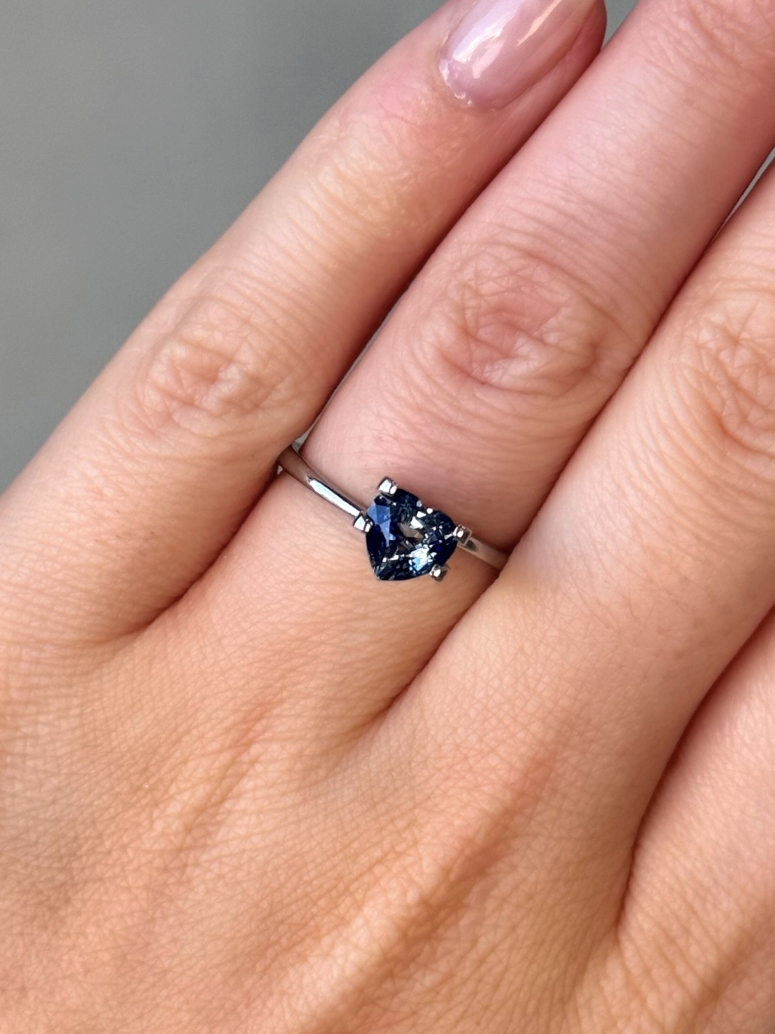 1.20ct heart cut parti blue sapphire Adelaide sapphire engagement ring