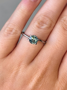 1.21ct round cut teal sapphire Adelaide sapphire engagement ring