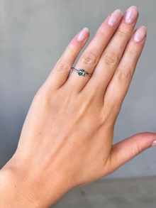 1.21ct round cut teal sapphire Adelaide sapphire engagement ring