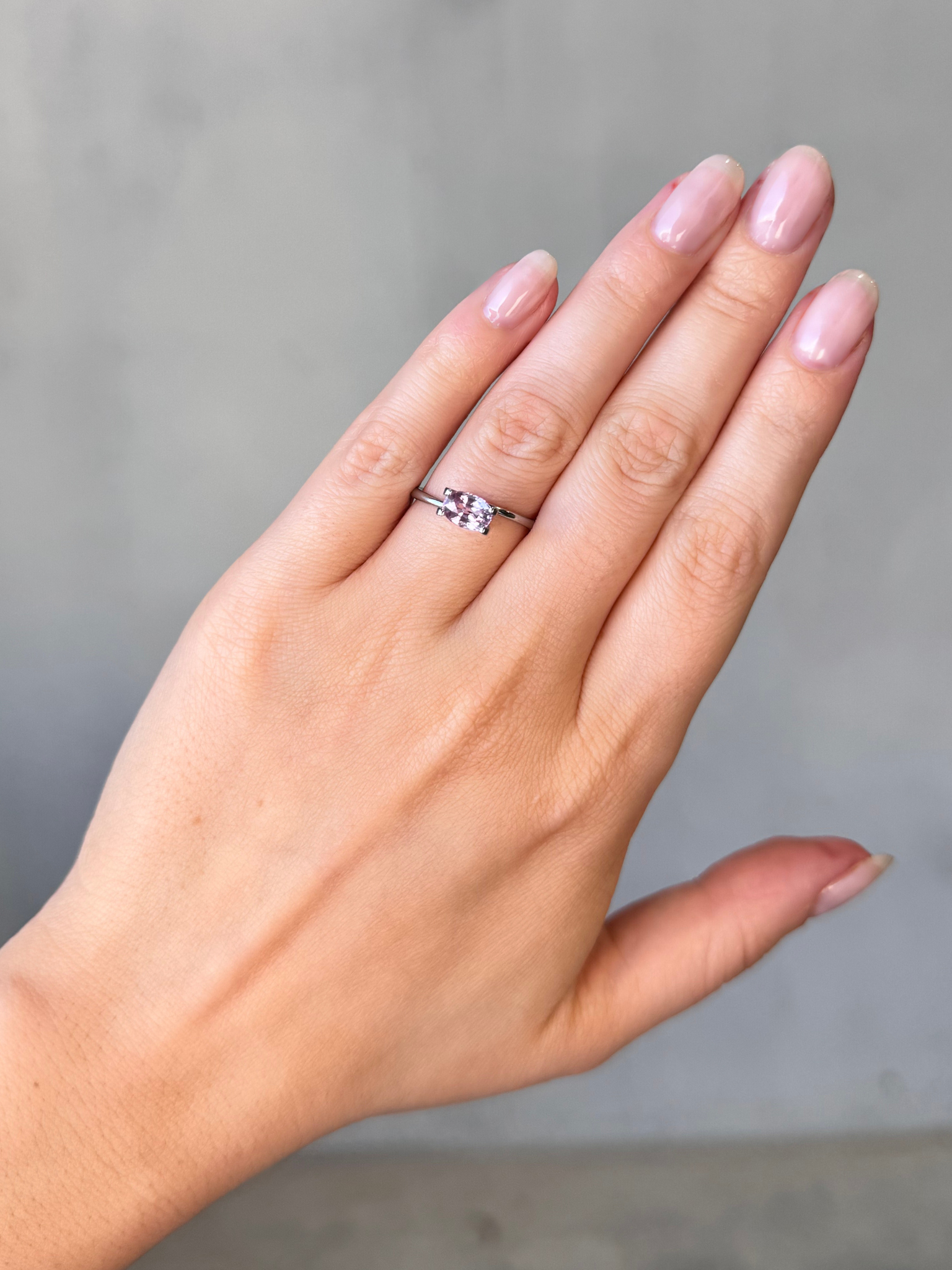 1.26ct oval pastel pink sapphire Adelaide sapphire engagement ring