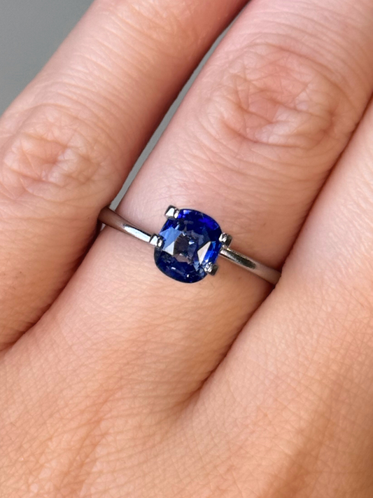 1.30ct Cushion Cut Blue Sapphire