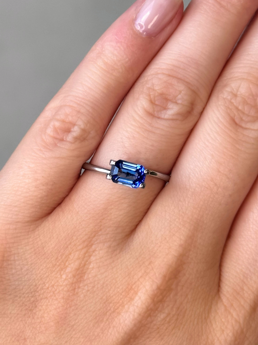 1.32ct Emerald Cut Blue Sapphire