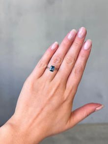 1.64ct emerald cut blue sapphire Adelaide sapphire engagement ring