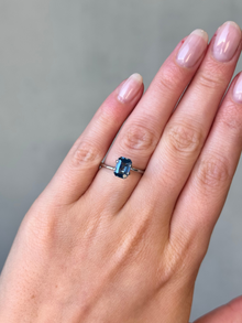 1.64ct emerald cut blue sapphire loose Adelaide sapphire engagement ring