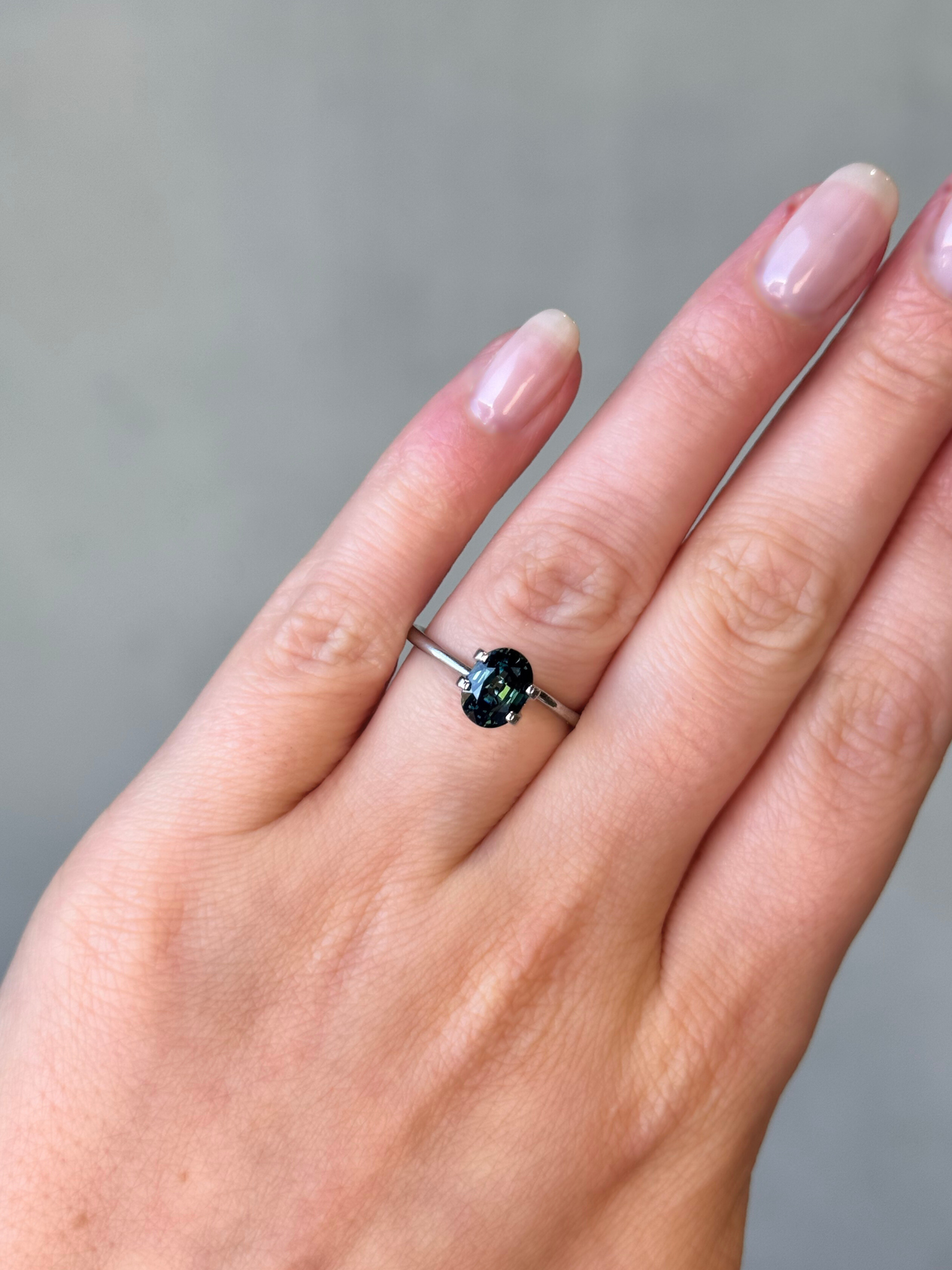 1.68ct Oval Cut Teal Sapphire - Adelaide sapphire engagement ring