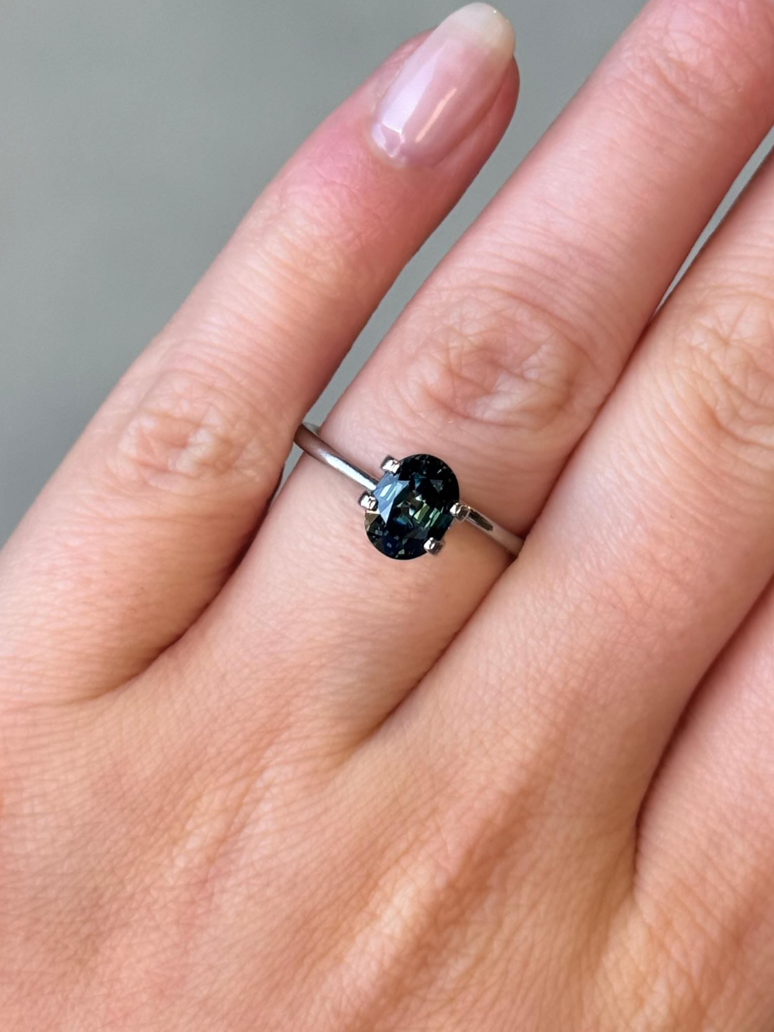 1.68ct Oval Cut Teal Sapphire - Adelaide sapphire engagement ring