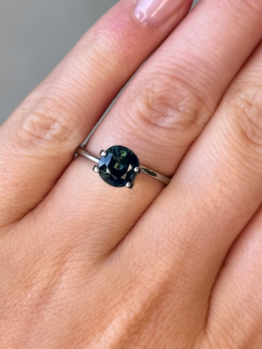 1.75ct Cushion Cut Deep Blue Sapphire
