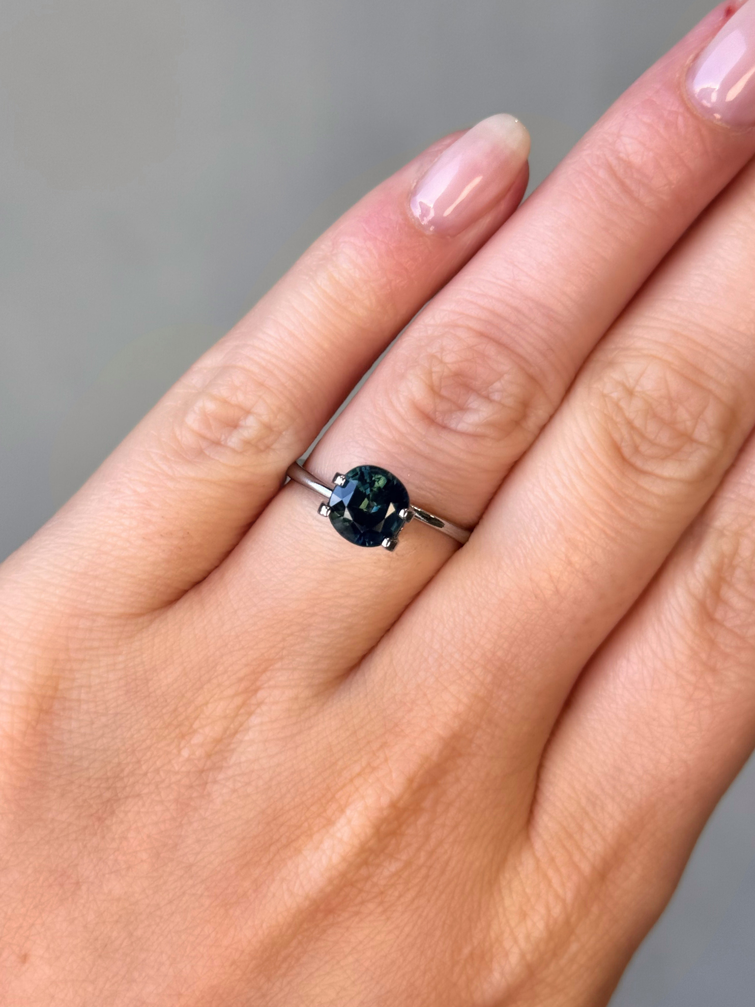 1.75ct cushion cut deep blue sapphire Adelaide sapphire engagement ring