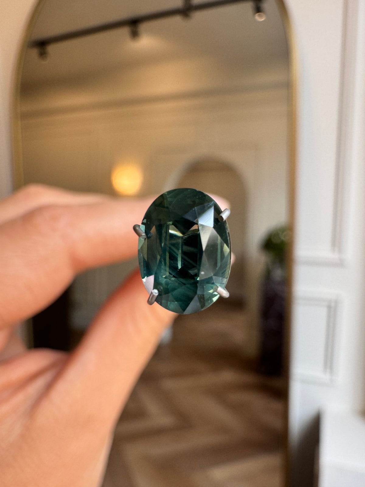 2.28ct Oval Cut Teal Green Sapphire
