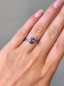 2.04ct oval cut purple sapphire Adelaide sapphire engagement ring