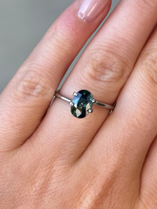 2.09ct oval cut parti sapphire Adelaide sapphire engagement ring