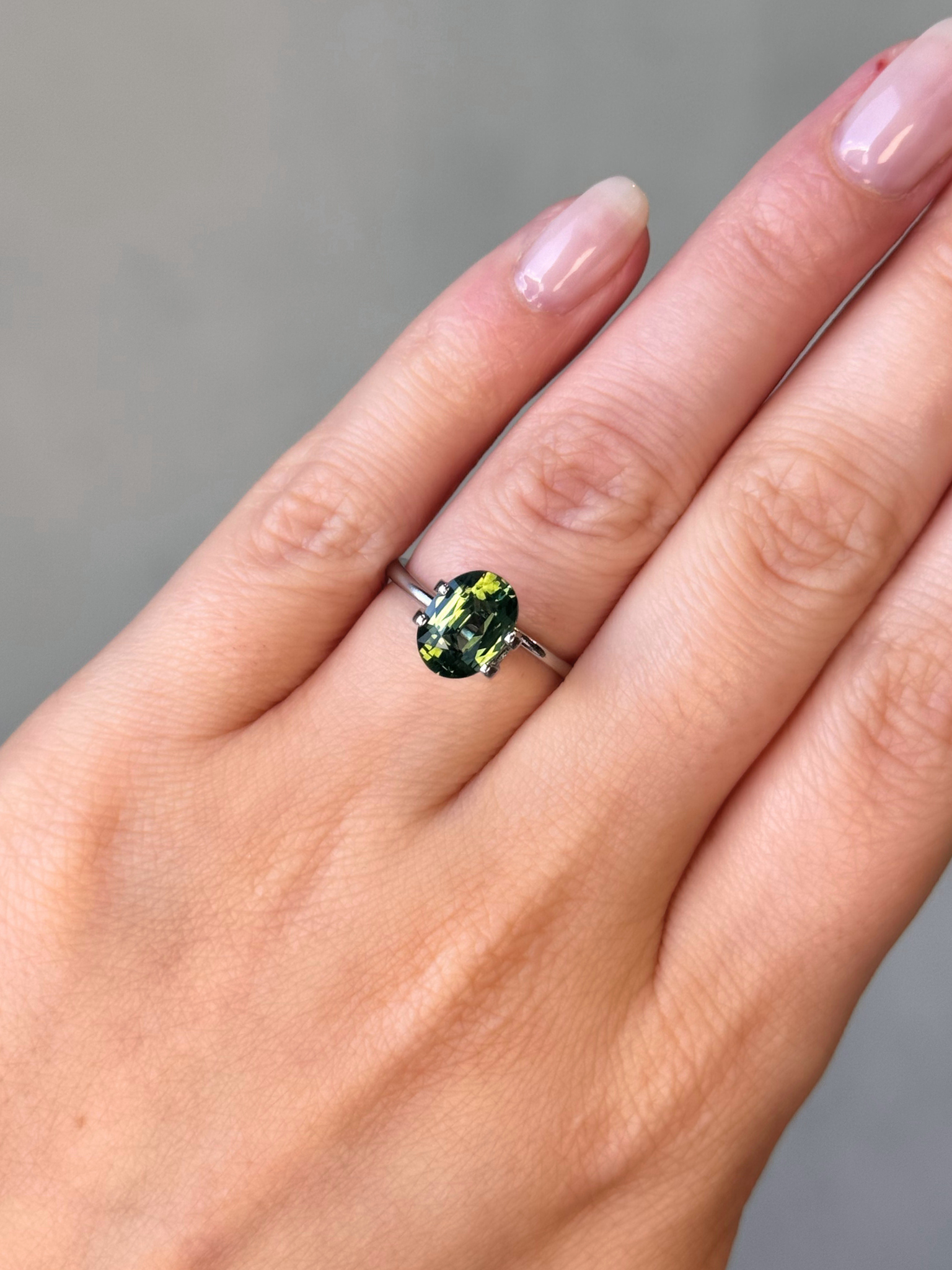 2.28ct oval cut green sapphire loose Adelaide sapphire engagement ring