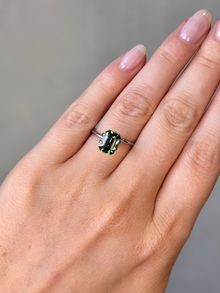 2.44ct emerald cut green sapphire Adelaide sapphire engagement ring