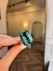 emerald cut green teal sapphire
