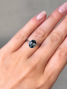 3.03ct oval cut teal sapphire loose gemstone Adelaide engagement ring