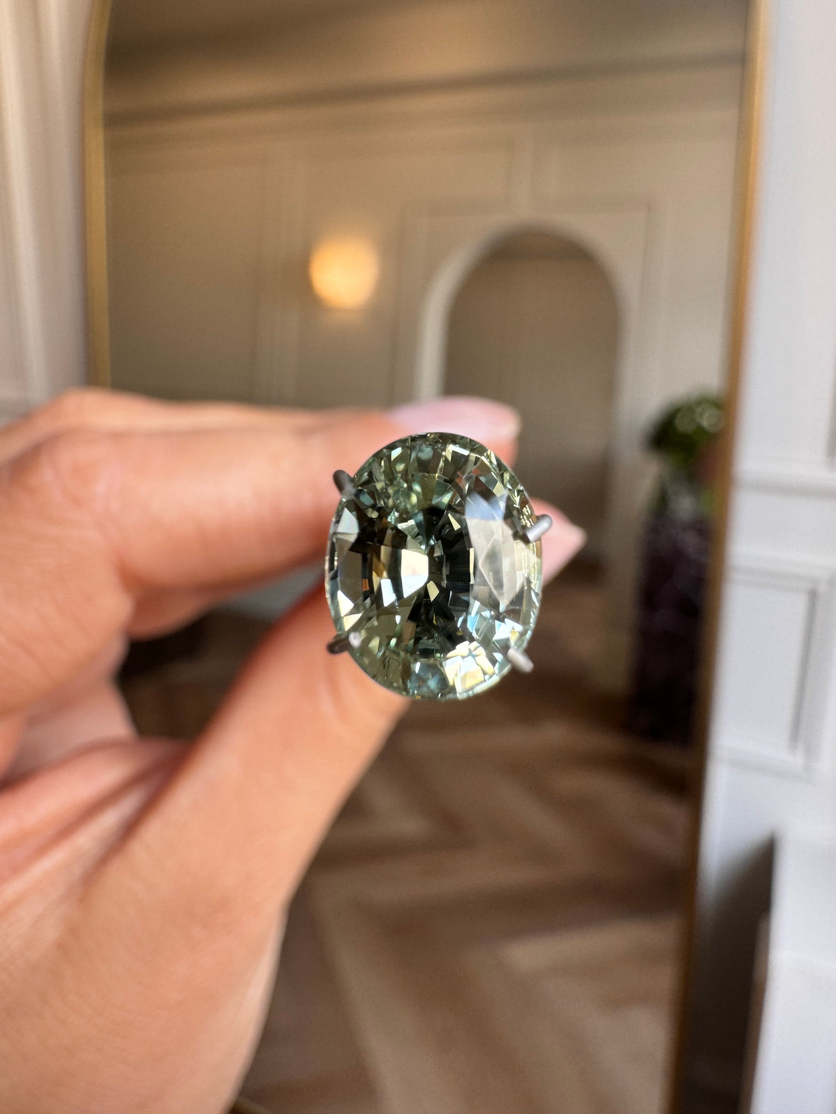 3.00ct Oval Cut Pastel Green Sapphire
