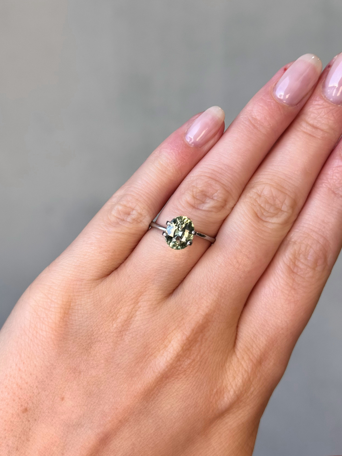 3ct oval cut  pastel green sapphire