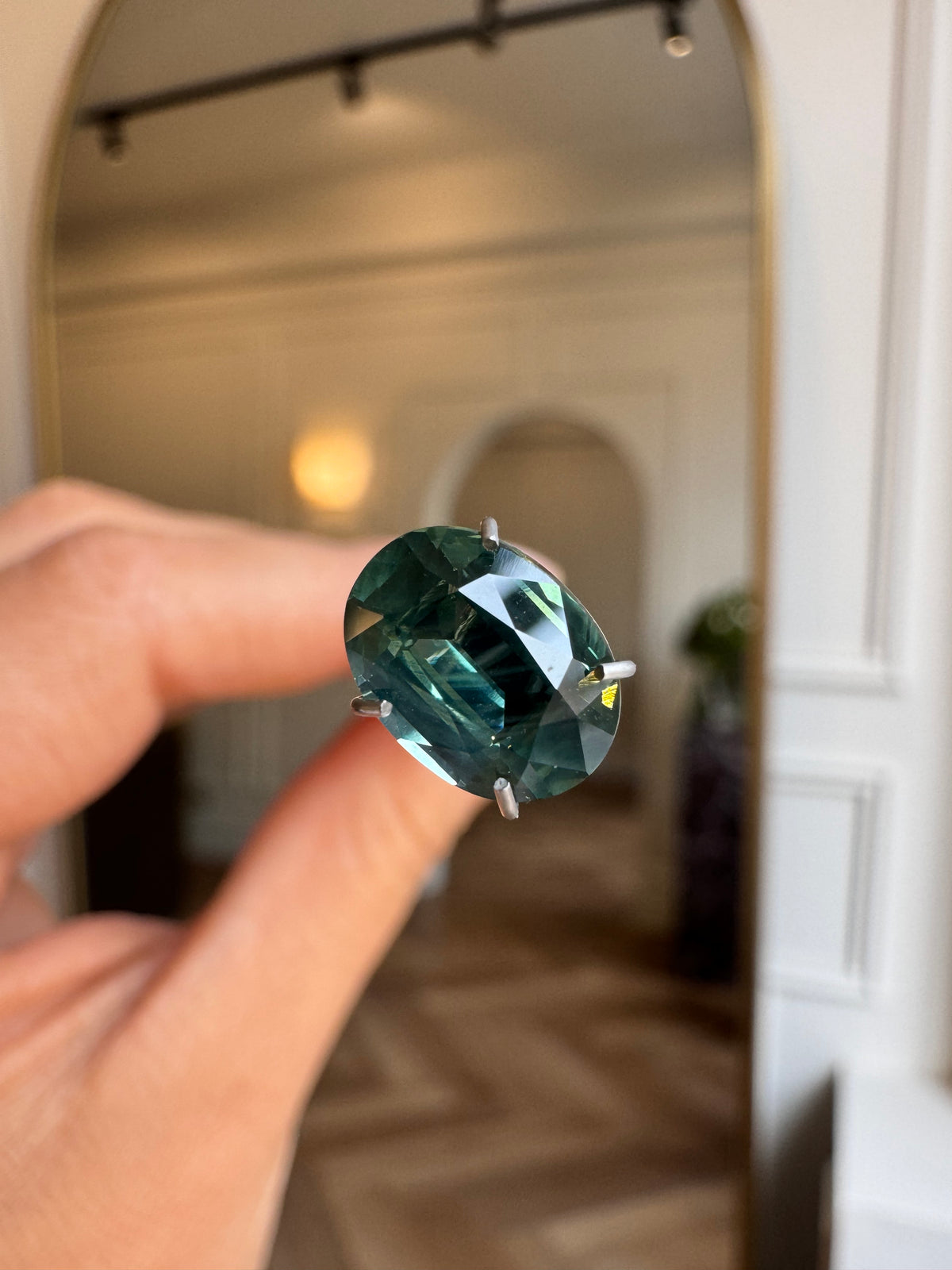 2.28ct Oval Cut Teal Green Sapphire