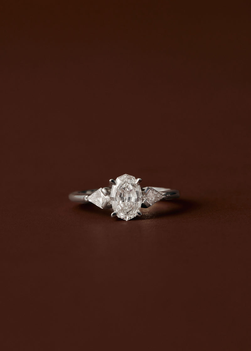 Astrid Oval & Kite Three Stone Engagement Ring