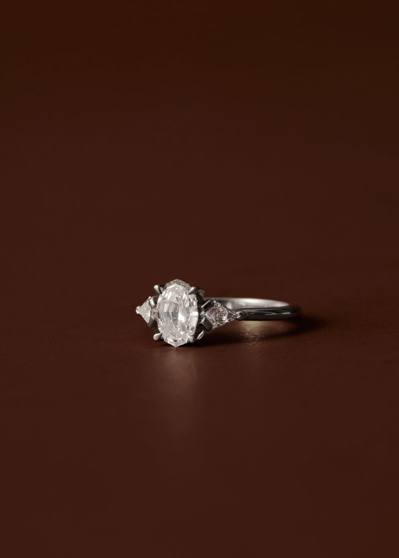 Astrid Oval & Kite Three Stone Engagement Ring