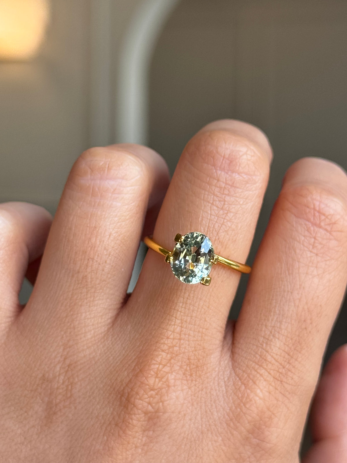 3.00ct Oval Cut Pastel Green Sapphire
