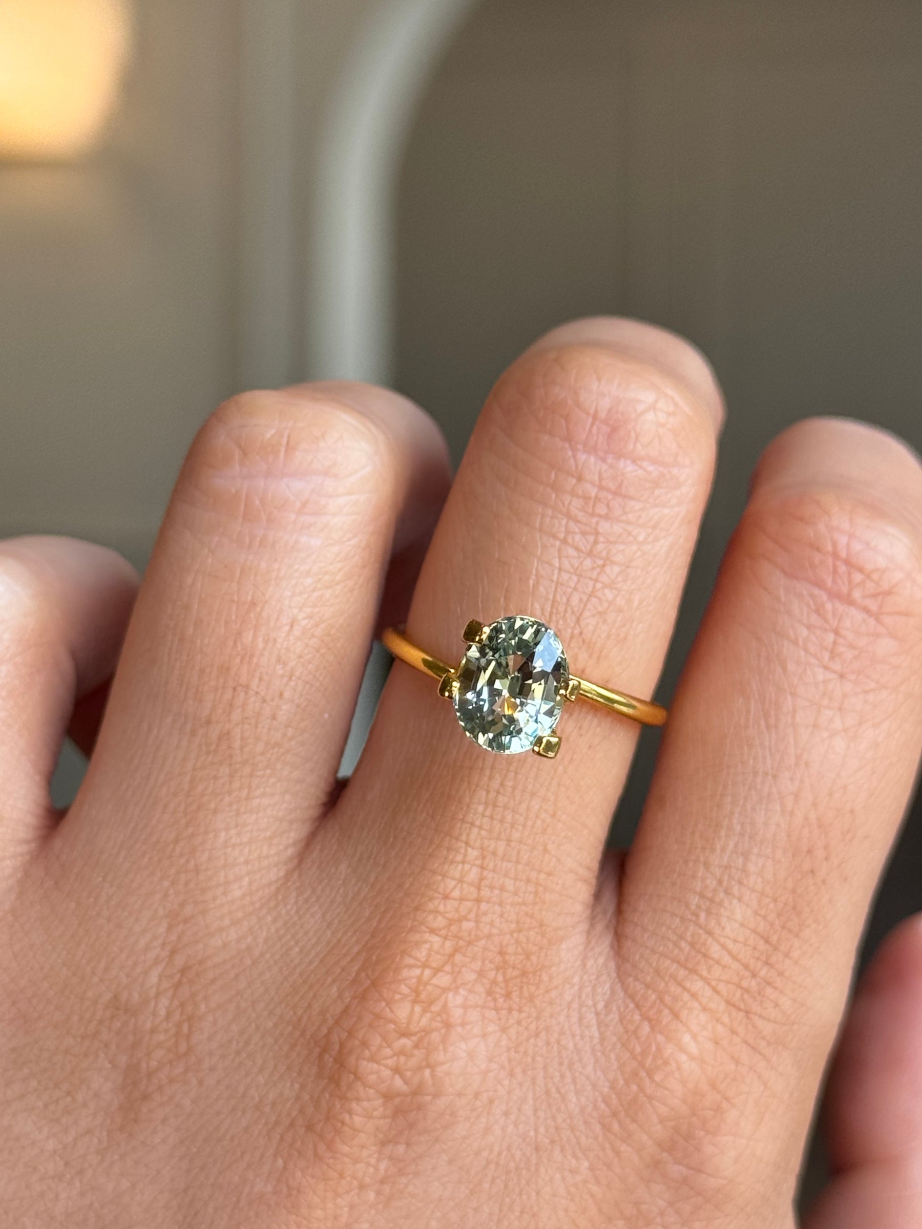 3.00ct Oval Cut Pastel Green Sapphire