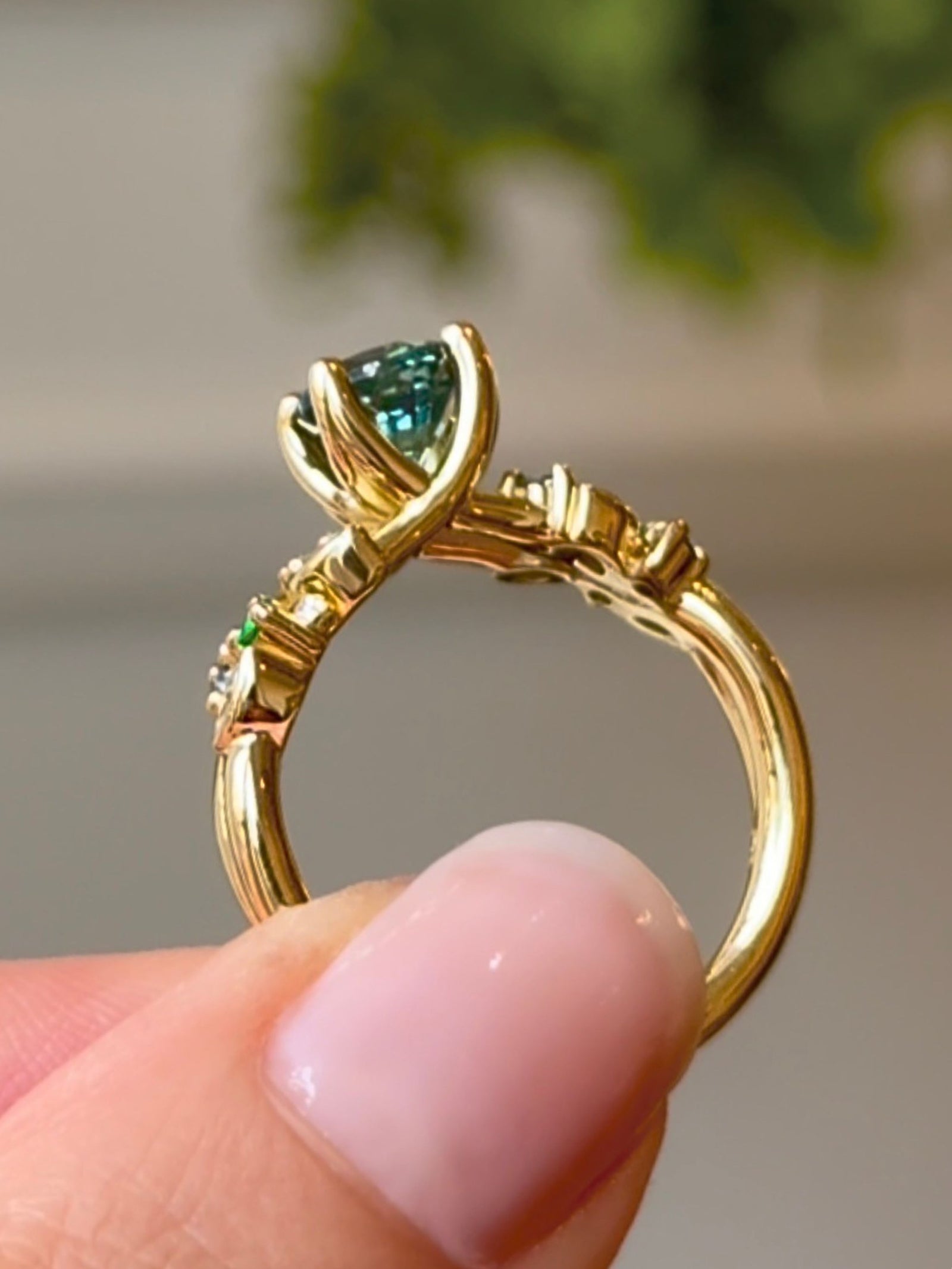 Sapphire Cluster Engagement Ring