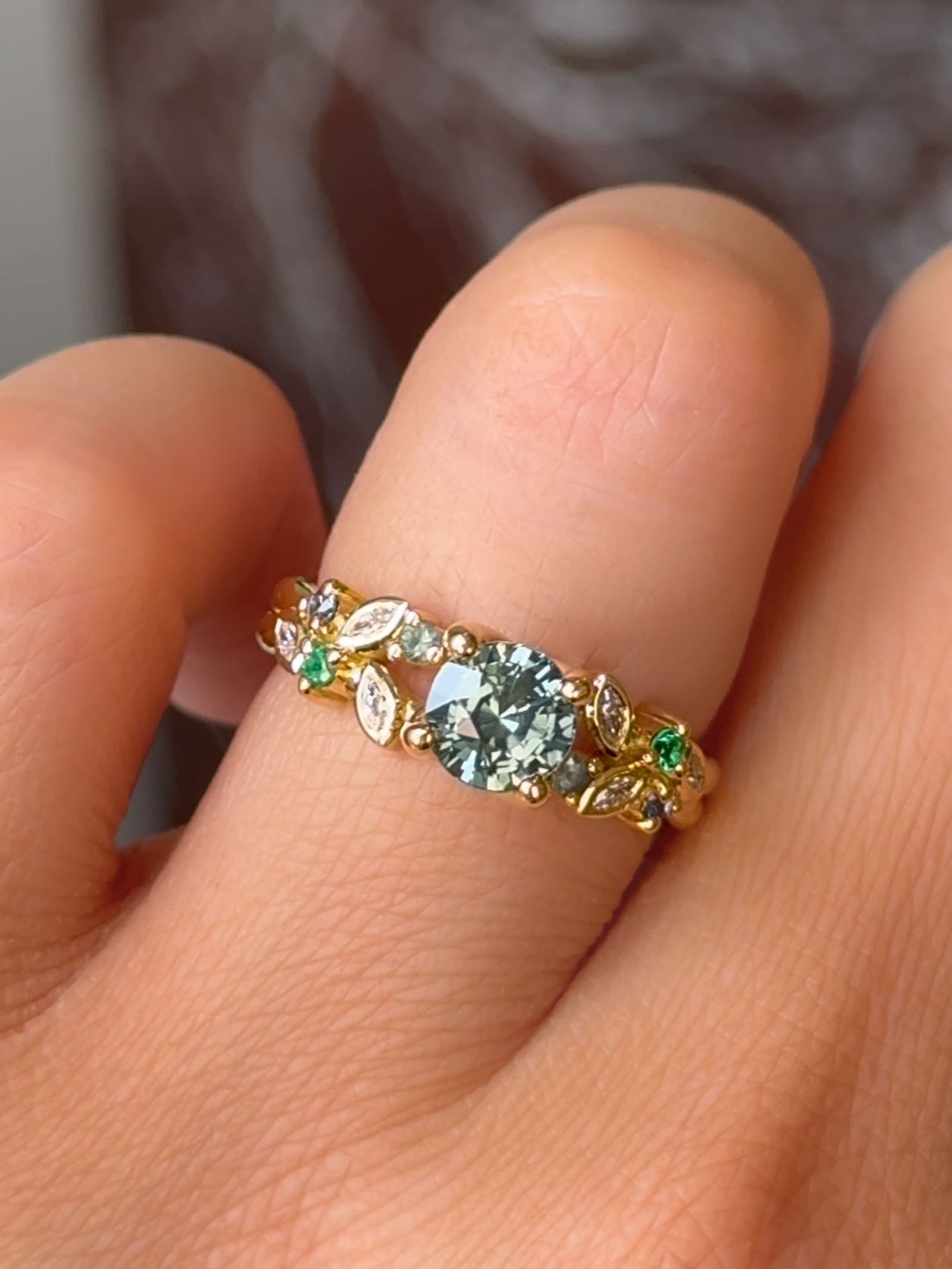 Sapphire Cluster Engagement Ring