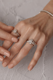 Louise Oval and Pear Three Stone Engagement Ring