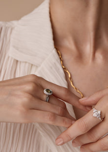 Grace Bezel Halo Engagement Ring