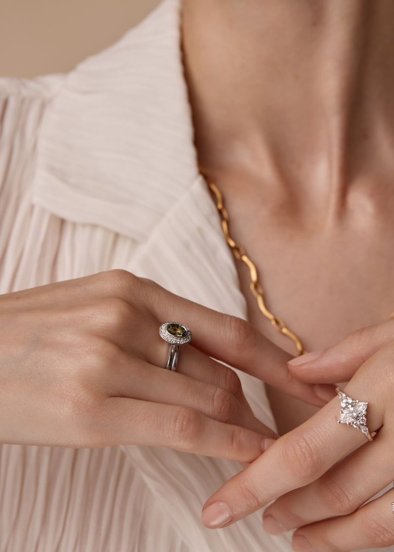 Grace Bezel Halo Engagement Ring