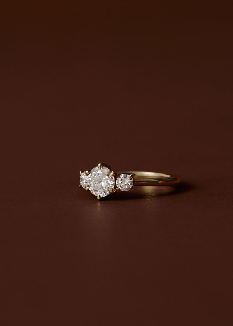 Clara Round Diamond Three Stone Engagement Ring