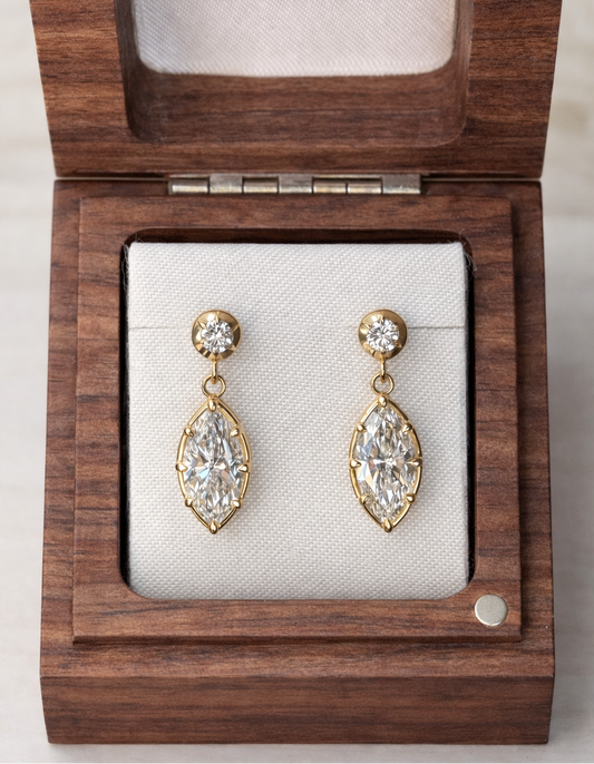 Diamond drop earrings collete style