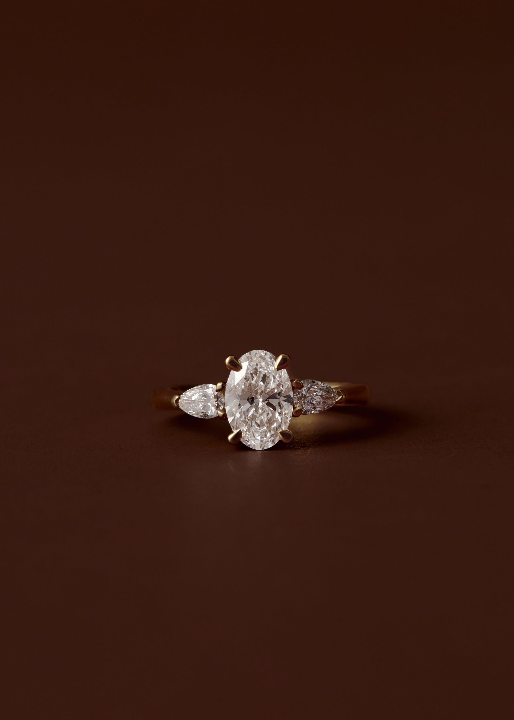 Louise Oval and Pear Three Stone Engagement Ring