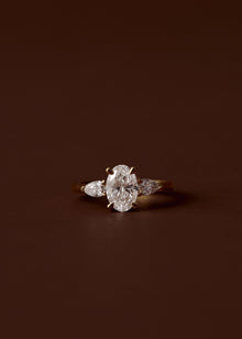 Louise Oval and Pear Three Stone Engagement Ring