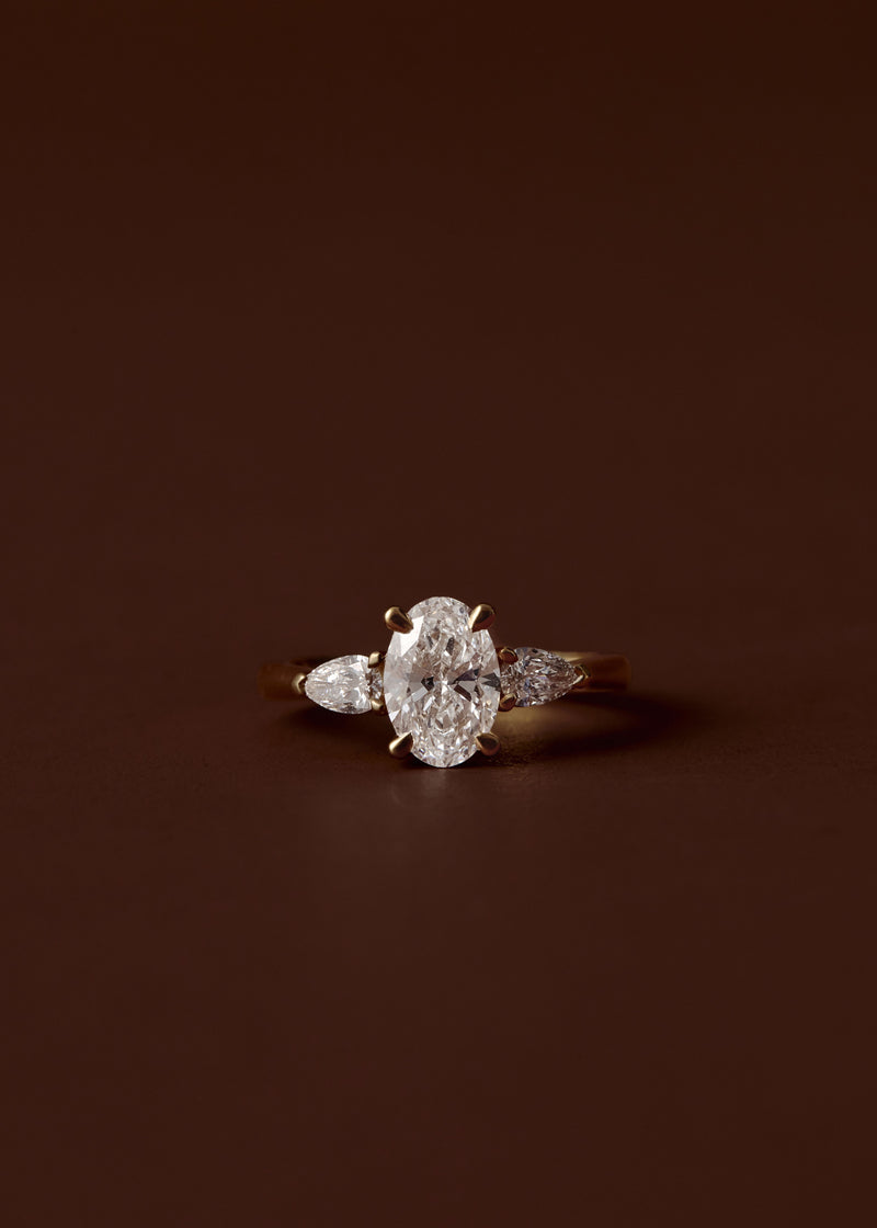 Louise Oval and Pear Three Stone Engagement Ring
