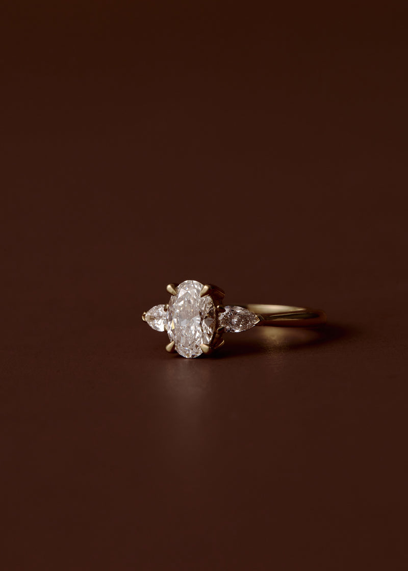 Louise Oval and Pear Three Stone Engagement Ring