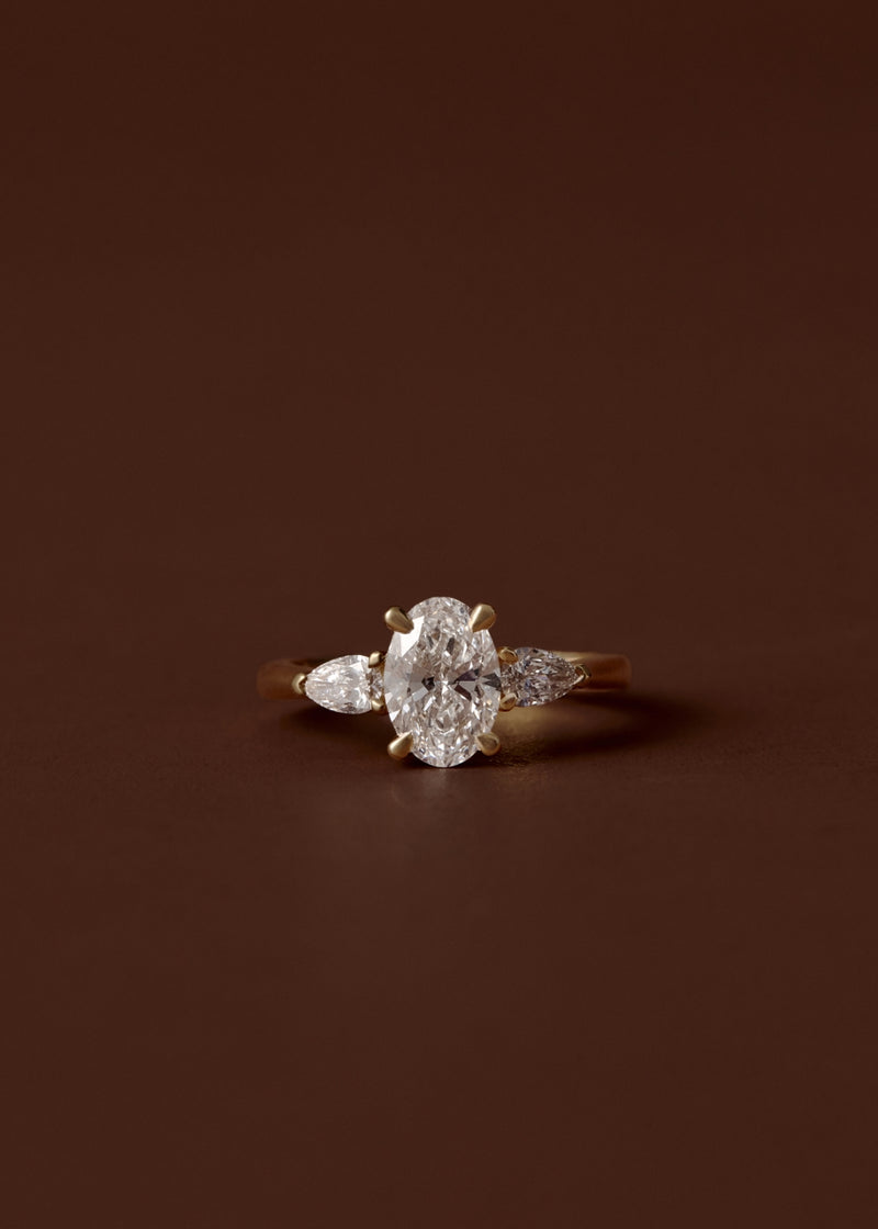 Louise Oval and Pear Three Stone Engagement Ring
