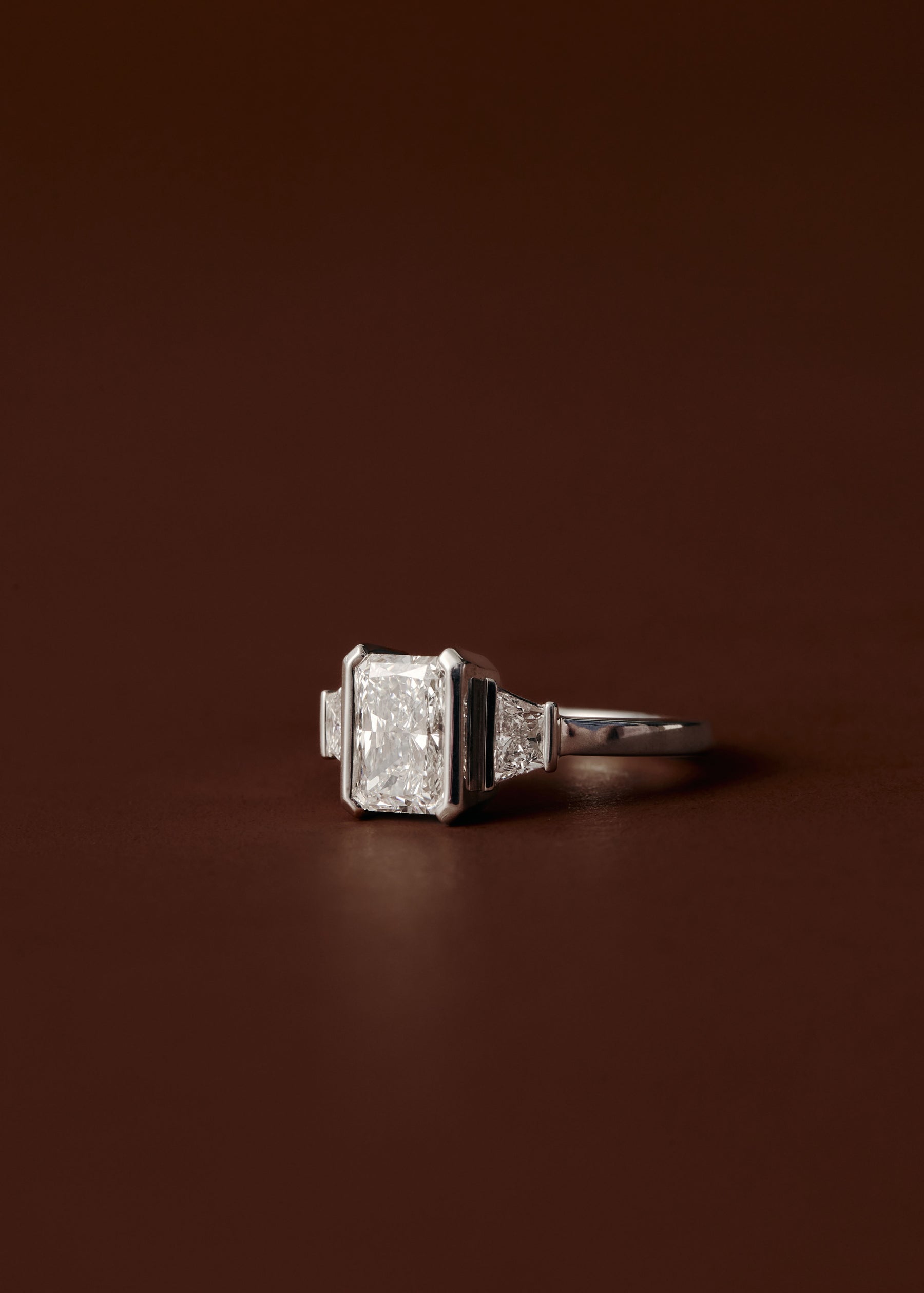 Simone Radiant Three Stone Engagement Ring
