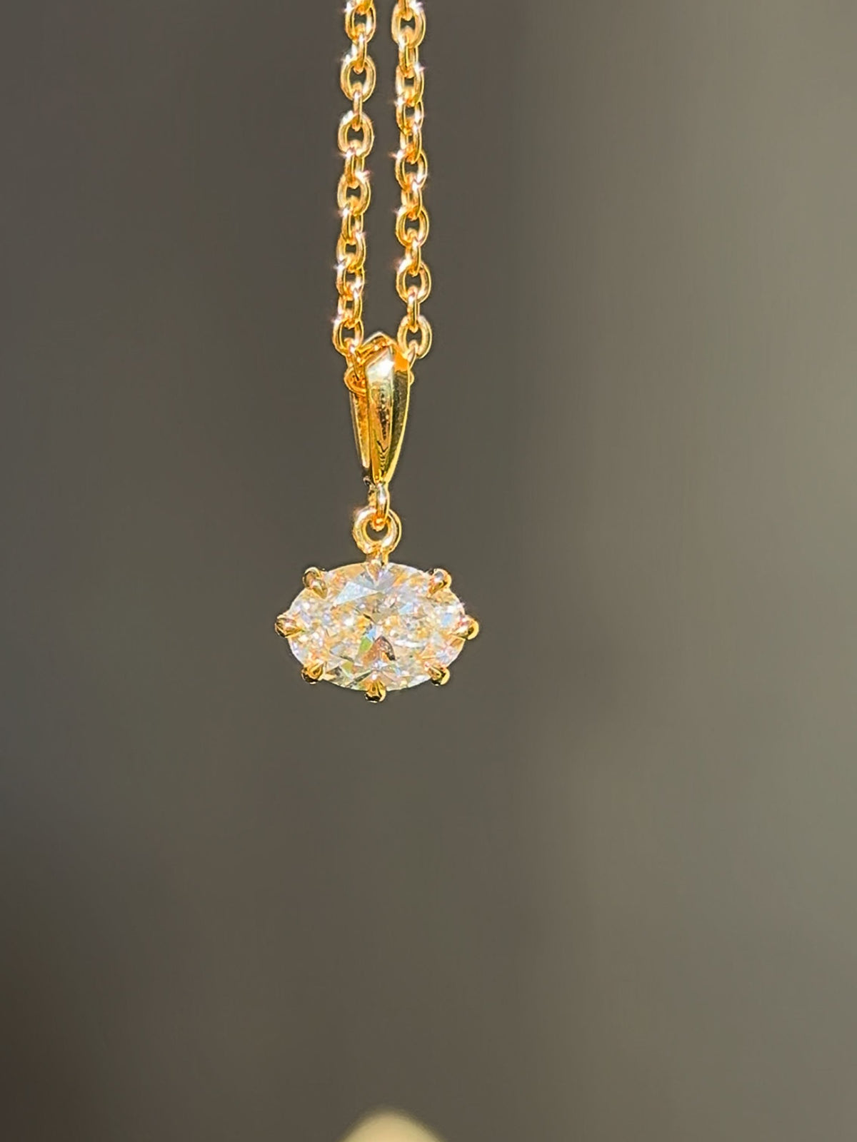 Oval Diamond Pendant - East to West Orientation