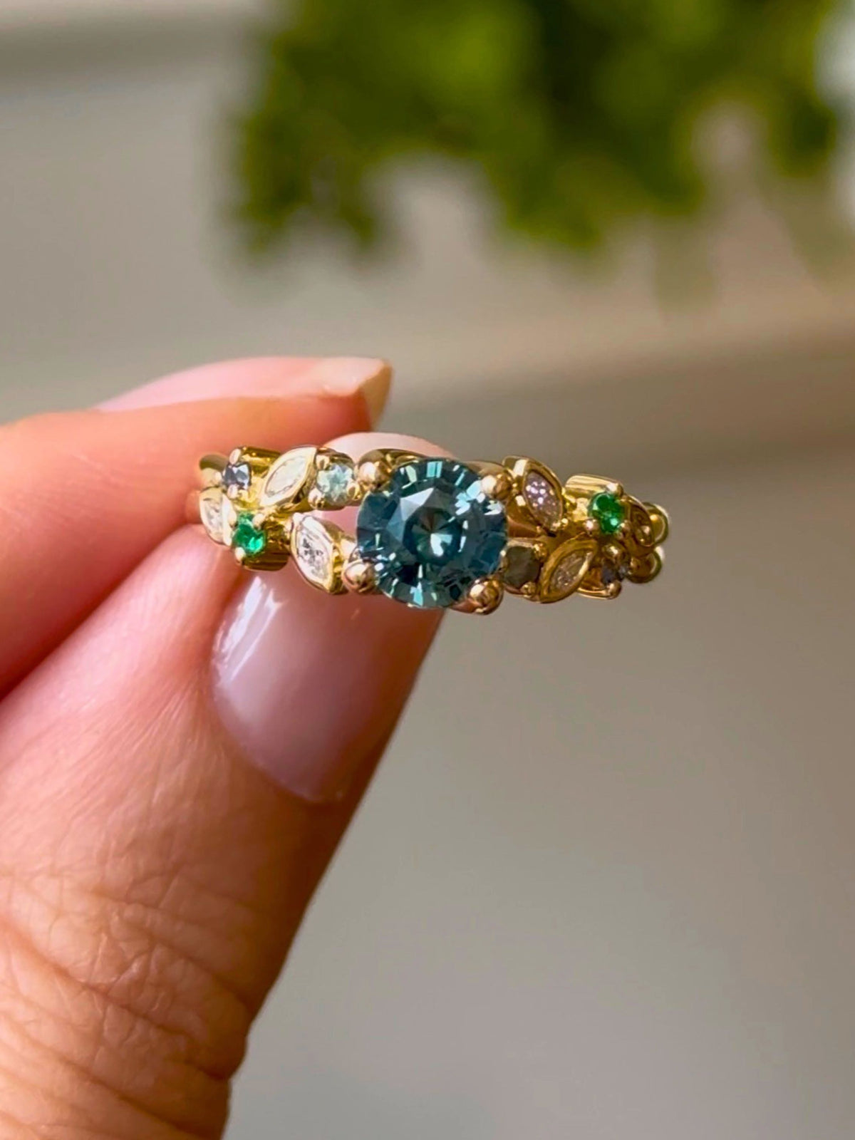 Sapphire Cluster Engagement Ring
